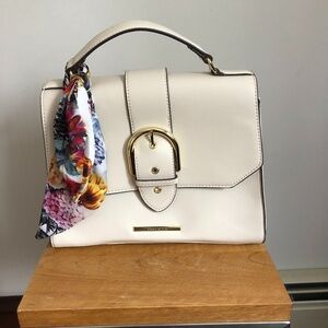 Anne Klein Cream Handheld Purse with Accent Scarf MINOR FLAWS